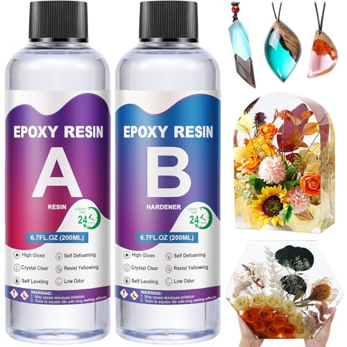 AOLLEN Epoxidharz Set Anfänger 2 teile 400ml, Epoxidharz mit Härte Glasklar Epoxy Resin Gießharz Kunstharz, Harz Gießen Set Mit Epoxidharz Zubehör für Schmuckherstellung, Kunstprojekt AOLLEN Epoxidharz Set Anfänger 2 teile 400ml, Epoxidharz mit Härte Glasklar Epoxy Resin Gießharz Kunstharz, Harz Gießen Set Mit Epoxidharz Zubehör für Schmuckherstellung, Kunstprojekt von AOLLEN