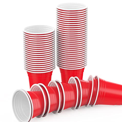 AOLUXLM 60 Stück Red Cups Rot Becher Set, Plastikbecher 355ML / 12 OZ, Partybecher Rot Getränkebecher für Familienfeiern Geburtstag von AOLUXLM