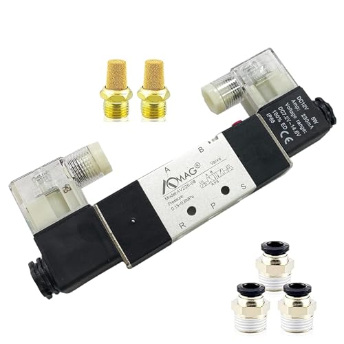 AOMAG Pneumatisches Magnetventil 4V220-08 AC 220V 1/4 "PT Doppelspule Pilotbetriebene elektrische 2-Positionen-5-Wege-Anschlussart von AOMAG