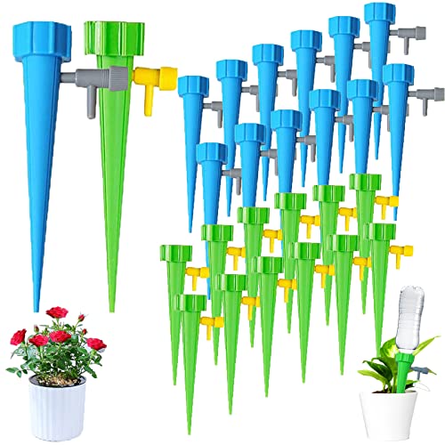 Automatisch Bewässerung Set,24 Selbstbewässernde Spikes,Pflanzen Wasserspender,Bewässerung Pflanzen Urlaub,Automatische Bewässerung von Pflanzen-Blumen-Garten,für Innen-und Außenpflanzen von AOMAIGAD