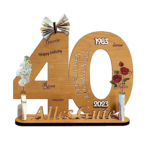 Holzschild Gästebuch Geburtstag Holz - 40. Geburtstag Geldgeschenk Holz -2024 Geburtstag Jubiläum für Jahre Mann Frau Holz Schild Gästebuch -40 Geburtstag Deko -Gästebuch Geburtstag als Geschenk (40) von AOMAIGAD