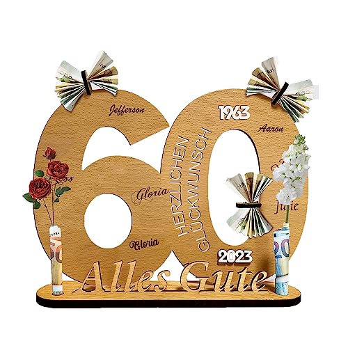 Holzschild Gästebuch Geburtstag Holz - 60. Geburtstag Geldgeschenk Holz -2024 Geburtstag Jubiläum für Jahre Mann Frau Holz Schild Gästebuch -60 Geburtstag Deko -Gästebuch Geburtstag als Geschenk (60) von AOMAIGAD