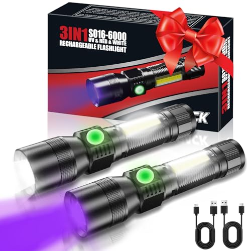 AOMEES LED Taschenlampe 395nm UV Lampe mit Aufladbar akku, 5000 Lumen Led Taschenlampe Extrem Hell Aufladbar Usb Wasserdicht Mini Taschenlampe 7 Modi UV Taschenlampe von AOMEES