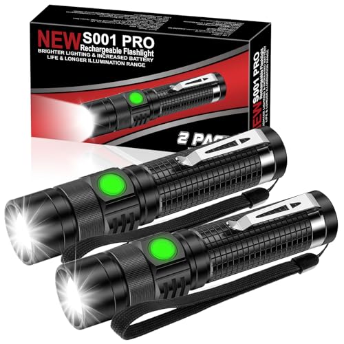 AOMEES Mini Taschenlampe LED, Tragbare USB Aufladbar Taschenlampe, 3000 Lumen Extrem Hell Led Taschenlampe Zoombar, IPX5 Wasserdichte mit 4 Lichtmodi, für Camping, Wandern, Notfall (A-001pro-2pcs) von AOMEES