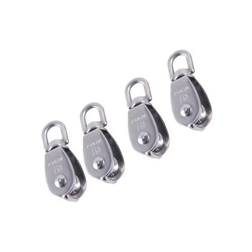 AOMIKITSTU 4 Stück Seilrolle Umlenkrolle, 15mm Umlenkrolle Stahlseil, Silber Schwenken Rolle, Blockseilrolle für Hängende Drähte von AOMIKITSTU