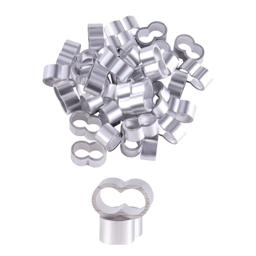 AOMIKITSTU Doppelhülsen 40 Stück, 8,5mm×8mm×1,42mm Aluminium Crimpschlaufe, Aluminium Pressklemmen, Quetschhülsen, Alu-Crimpschlaufe Würgeklemmen für Stahlseil/Drahtseil AOMIKITSTU Doppelhülsen 40 Stück, 8,5mm×8mm×1,42mm Aluminium Crimpschlaufe, Aluminium Pressklemmen, Quetschhülsen, Alu-Crimpschlaufe Würgeklemmen für Stahlseil/Drahtseil von AOMIKITSTU