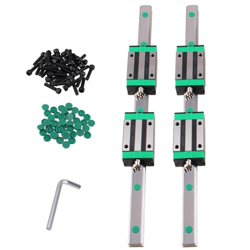 AOMIKITSTU Linearführungen, 2 Stück Linearlagerschiene, HGR15 300mm Linearführung Linearschiene, mit 4 Stück HGH15CA Lagerblöcken, Führungsschiene für Drehmaschinen, CNC-Fräser und 3D-Drucker von AOMIKITSTU