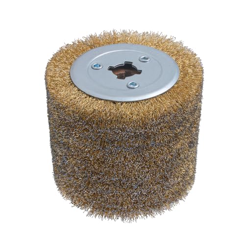 AOMIKITSTU Schleifwalze Bürste 1 Stück, 120 x 100 x 19mm Zeichendraht-Rad, Drahtziehradbürste, Schleifbürsten, Satinierwalze, Polierbürste für Holz Schleifen, Satiniermaschine (0.5mm) von AOMIKITSTU