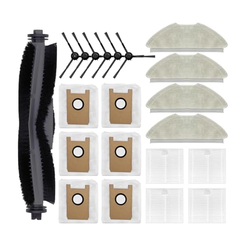 21 Stück Zubehörset für AIRROBO T20 Saugroboter,1 Walzenbürste, 6 Seitenbürsten, 4 waschbare Filter, 6 Staubbeutel und 4 Wischtücher, Ersatz Set für AIRROBO T20 von AOMUWKE