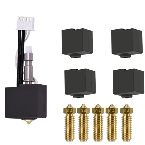3D Printer Hotend for Kobra S1, 3D Printer Parts Hot End Kit with 4PCS Silicone Sock and 5PCS 0.4mm Nozzles for Anycubic Kobra S1 Combo von AOMUWKE