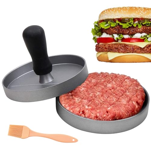 Burgerpresse, Edelstahl Grill Burger Smasher, Hamburger Patty Maker mit Antihaftbeschichtung Durchmesser 11,8cm abgestufte Innenform für Fleischwolf perfekt für Burger Patties Cooking BBQ von AOMiGT