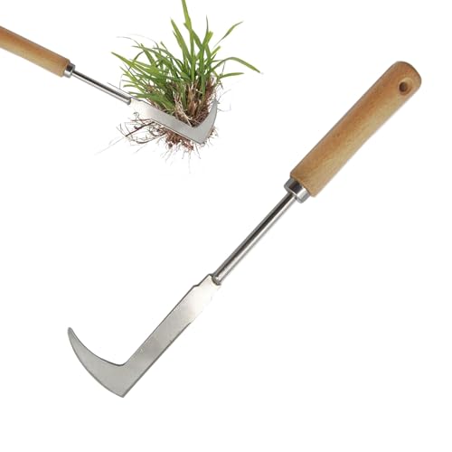 Fugenkratzer, Unkrautmesser, Unkrautkratzer aus Edelstahl, Multifunktionaler Fugenkratzer, Edelstahlmesser zum Entfernen von Unkraut und Moos, Unkrautkratzer mit Holzgriff, Garten-Unkrautmesser von AOMiGT