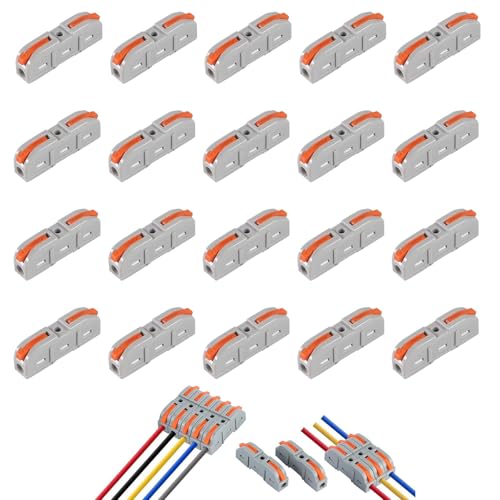 Kabelverbinder, 20 Stück Elektrische Anschlussblöcke, Steckklemmen Kabelklemmen, Durchgangsverbinder mit Hebel, Klemmklemmen, Verbindungsklemmen Klemme mit Betätigungshebel Kabelverbinder, 20 Stück Elektrische Anschlussblöcke, Steckklemmen Kabelklemmen, Durchgangsverbinder mit Hebel, Klemmklemmen, Verbindungsklemmen Klemme mit Betätigungshebel von AOMiGT