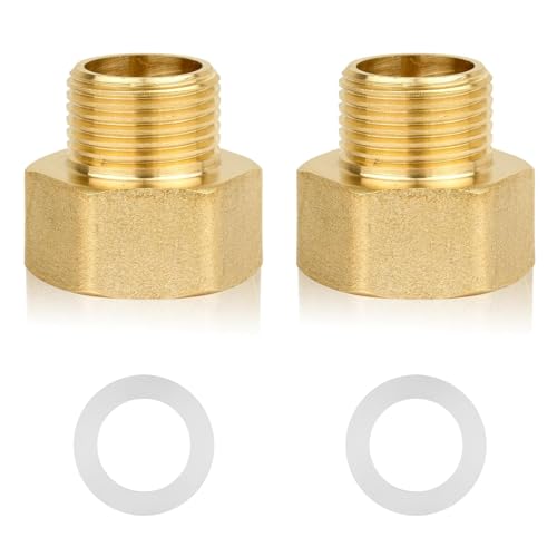 Reduzierverlängerung 1.5cm Außen x 2.3cm Zoll Innen aus Messing, AG/IG Reduzierstück mit Gummidichtung, Adapter für die Umwandlung von Rohrverbindungen(2 Stück) von AOMiGT