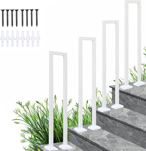 Treppengeländer Innen Weiß, Handlauf Treppe, U Förmiger Handlauf Geländer Treppe, RaußEn Metal Geländer, Nordic Modern Handlauf für Villen Balkone Flure Wohnungen (Weiß, 35cm) von AONASRDI