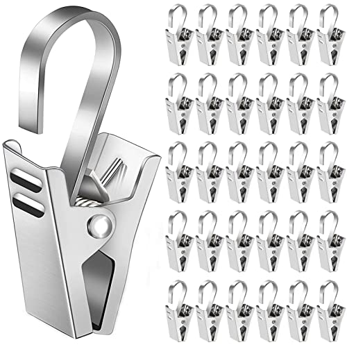 30 pcs Vorhang Clips,Edelstahl Gardinenclips,Silber Gardinen Klammern,Federring mit gezahnten Klemmen & glatter Oberfläche,für DIY Fotos Home Decoration Art Craft Dispaly von AONAT