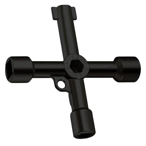 4 Wege Multifunktionsschlüssel,Multifunktionale Schaltschrankschlüssel, Universal 4 Wege Schlüssel,Multifunktionale Cross Key Schaltschrank Schlüssel,für Elektrische Wasser Gas Meter Box,Schwarz von AONAT