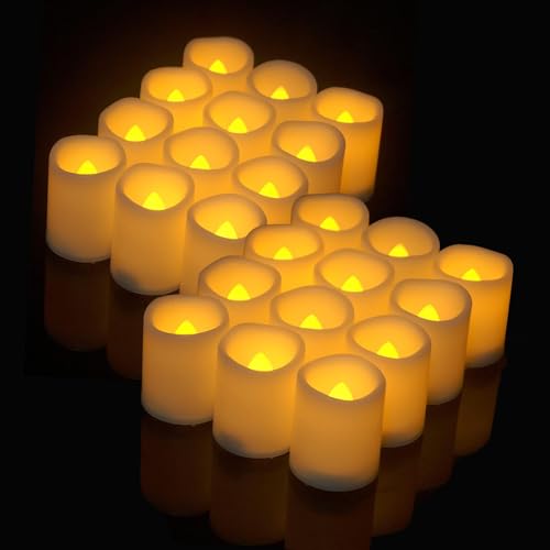 AONAT 24 Stück LED Teelichter Kerzen, elektrische flackernde batteriebetriebene Kerzen, flammenlose realistische hell flackernde, Warmweiß, für Hochzeit, Festival, Parteien, Hauptdekorationen AONAT 24 Stück LED Teelichter Kerzen, elektrische flackernde batteriebetriebene Kerzen, flammenlose realistische hell flackernde, Warmweiß, für Hochzeit, Festival, Parteien, Hauptdekorationen von AONAT