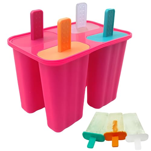 Eisformen Silikon,Popsicle Formen Set, Wiederverwendbar Popsicle Formen, Leicht zu lösende BPA-freie Eis-Pop-Hersteller für Kinder und Erwachsene Eisformen DIY Popsicle(Rosenrot) von AONAT