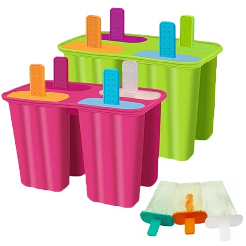 Eisformen Silikon,Popsicle Formen Set,Wiederverwendbar Popsicle Formen, Leicht zu lösende BPA-freie Eis-Pop-Hersteller für Kinder und Erwachsene Eisformen DIY Popsicle(Grün+Rosenrot) von AONAT