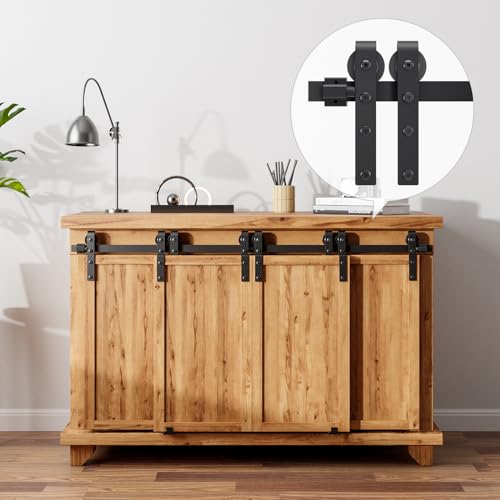 AONAYIOA 8FT/244CM Kabinett Mini Schiebetür Hardware-Kit, schiebetürbeschlag,schiebetür komplettset,Schiebegeräuschlos,für Eintürige TV-Ständer, Kleiner Kleiderschrank (Keine Schranktür) von AONAYIOA