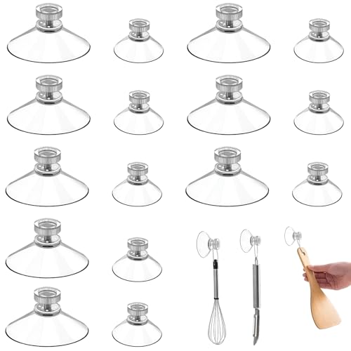 16 Stück Saugnapf Mit Gewinde,Glas Saugnäpfe Mit Transparenter Rändelmutter Ø53mm,Saugnäpfe,Saugknöpfe,Saugnapf Schraubbar,Starke Saugnäpfe Mit Gewinde,Saugnäpfe Für Fenster,Auto,Dekoration,Aufhängung von AONAYO