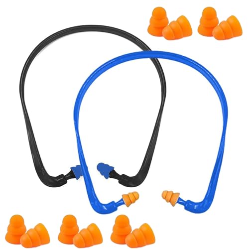 2 Packungen GehöRschutz,Inkl.5 Ersatz-OhrstöPsel,Kein DruckgefüHl HöRschutz,Angenehmer Ear Protection,GeräUschreduzierung GehöRschutz Arbeit,(SNR 25db),Schwarz Und Blau GehöRschutzstöPsel von AONAYO