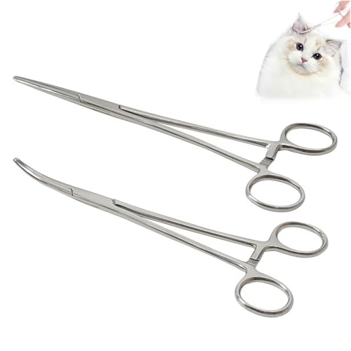 2er-Pack Arterienklemme,12,5 Cm Gerade Und Gebogen HakenlöSer,HakenlöSer Angeln,Edelstahl Piercingzange,Katzen- Und Hundepinzette,Arterienklemme,Zum Angeln Geeignet,Katzen- Und Hundehaarpinzette von AONAYO