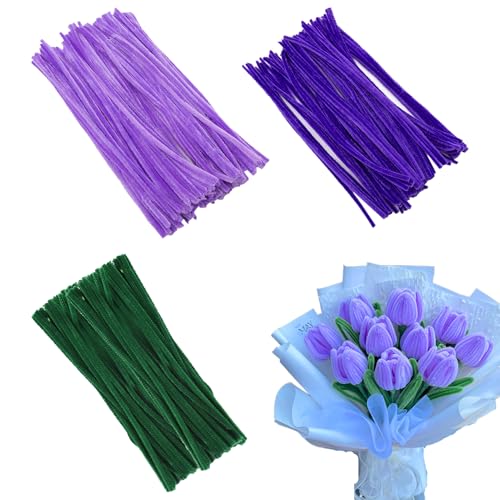300 Stück Pfeifenreiniger Blumen,Pfeifenreiniger,Pfeifenputzer Zum Basteln,Pfeifenputzer,Pfeifenputzer Zum BastelnBlumen,Für Diy Projekte, Biegeplüsch 30cm Pfeifendraht ZumBasteln von AONAYO