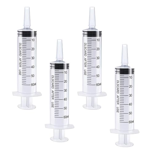 4 Stück Spritze 50ml(60ml),Spritze,Spritzen 50ml,Syringe,Luer Lock Spritze,Dosierspritze,Spritze 60ml,Ohne Nadel Plastikspritze Mit Kappen,Für Labor Tierfütterung Industrielle Nutzung von AONAYO