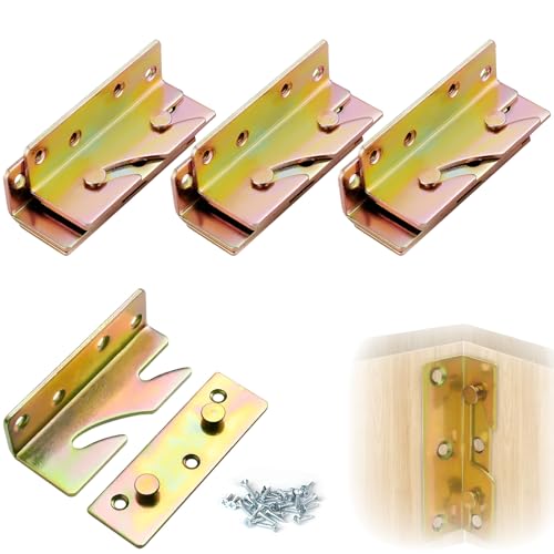 4-Teiliges Set Bettverbinder,Schwerlast-BettzubehöR,BettbeschläGe Verbinder,Winkelverbinder Mit Schrauben Zur MöBelverbindung,EinhäNgen Von Bettgittern von AONAYO