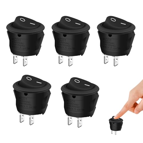 5 Stück Kippschalter Rund,12v Schalter,Schalter,Kippschalter 12v,Wippschalter,Kfz Schalter,On/Off Einrastbare Mit Selbsthemmung Runde Schalter,Kippschalter Für Auto,Boot,Haushaltsgeräte 5 Stück Kippschalter Rund,12v Schalter,Schalter,Kippschalter 12v,Wippschalter,Kfz Schalter,On/Off Einrastbare Mit Selbsthemmung Runde Schalter,Kippschalter Für Auto,Boot,Haushaltsgeräte von AONAYO