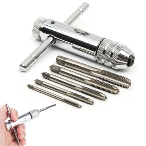 6 Stück Gewindebohrer Set,Gewindeschneider,Windeisen,M3 M4 M5 M6 M8 Hss Gewindefräsen,T-Griff Ratsche Gewindeschneider,Halterschlüssel,Werkzeughalter Mit Umschalt-Ratschenkopf 6 Stück Gewindebohrer Set,Gewindeschneider,Windeisen,M3 M4 M5 M6 M8 Hss Gewindefräsen,T-Griff Ratsche Gewindeschneider,Halterschlüssel,Werkzeughalter Mit Umschalt-Ratschenkopf von AONAYO