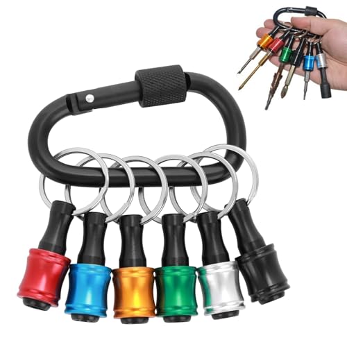 6er-Pack Bit Halter,1/4" Sechskant-Schraubendreherbit Bithalter,VerläNgerung Bithalter Magnetisch,Aluminiumlegierung,Mit Schwarzem Karabiner Bithalter Akkuschrauber von AONAYO