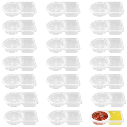 AONAYO 20 Stück Snack Container,Reusable Snack Containers With Lids,Double Compartment Snack Containers,Aufbewahrungsdosen Mit Deckel,Kleine Dosen Mit Deckel Plastik Für Soßen,Dips,Gewürze von AONAYO