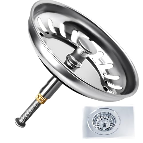 AONAYO Universal Abflusssieb,Edelstahl WaschbeckenstöPsel,KüChe Abflussstopfen,Abflussstopfen Mit Sieb,Abflusssieb,StöPsel Waschbecken (Silber,81 Mm Breit),Passend FüR Blanco SiebköRbchen von AONAYO