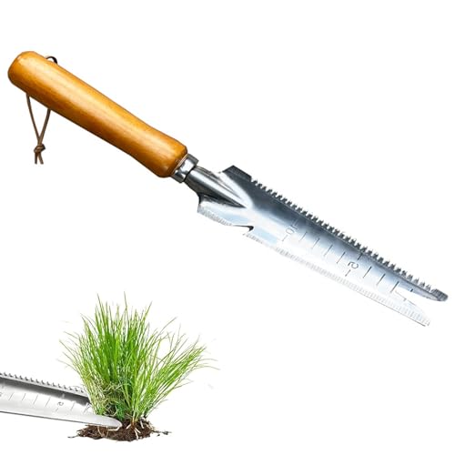 AONAYO Unkrautstecher,Unkrautausstecher,Gardena Unkrautstecher,Distelstecher,Unkrautstecher Edelstahl,Unkrautjäter,Jäter,Holzgriff Manueller Weeder,Für Gärtner Gärtnerinnen 33,5cm von AONAYO