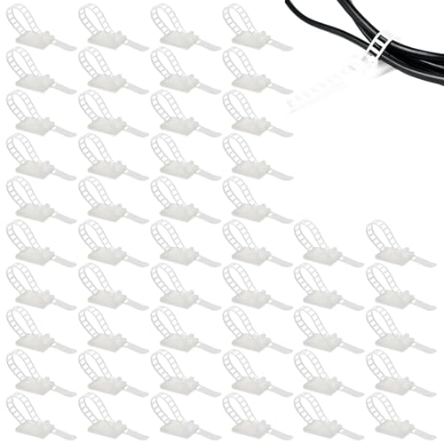 Kabel Mit Klebehalter Kabelclips,Kabelclip 50 StüCk,Nylonkabel Kabelhalter,Drahtclip Fasten Mit Starkem Klebeband Und Kabelmanagement,Kabelhalter Schraubbar,Ideal FüR Zuhause,BüRo Und Werkstatt von AONAYO