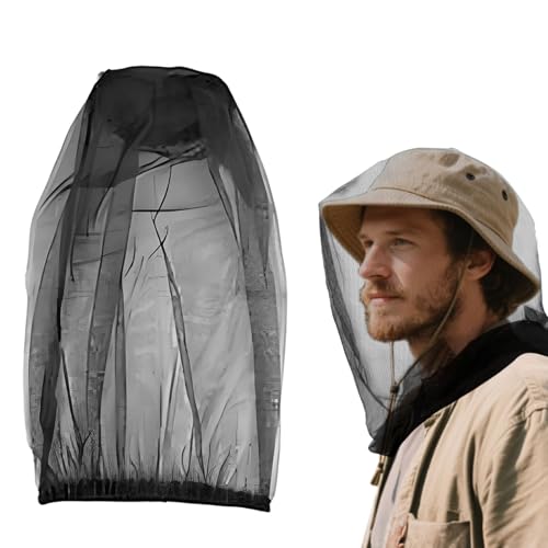 Moskitonetz Kopf 2 Pack,Mückenschutz Kleidung,Imkerhut,Hut Mit Moskitonetz,Mosquito Kopf-Kescher Gesichts-Ineinander Greifen,Extrafeinen Maschen Für Outdoor Lovers,Klettern,Angeln, Imkerei(Schwarz) von AONAYO