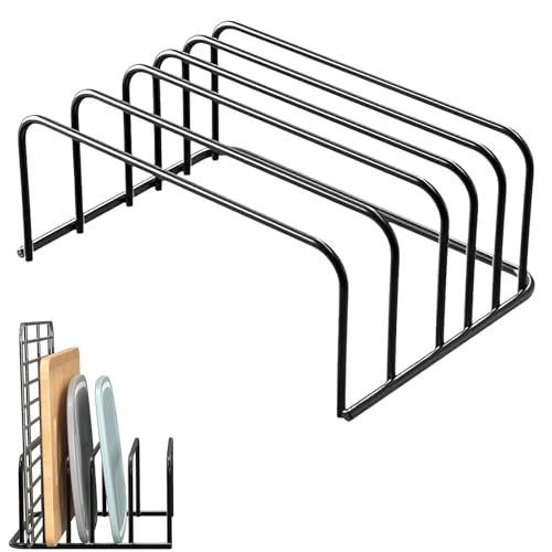 Schneidebrett Halter,Schneidebrett Ständer,Schneidebrett Rack,Schneidebrett Organizer,Schneidebrett Halterung,Unterteiltes Regal Mit 5 Steckplätzen Für Backbleche Für Küchenarbeitsplatte,Schwarz von AONAYO