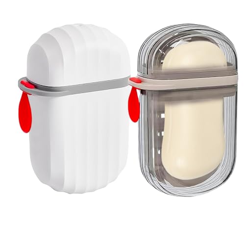 Seifendose,2er-Pack Wasserdicht Seifendose Reise,Reise Seifenbox,Seifenschale Mit Deckel,Seifenbox Reise,Fester ShampoobehäLter Geeignet FüR Reisen,Badezimmer,Outdoor Seifenschale von AONAYO