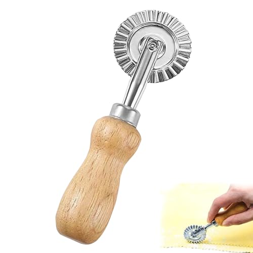 Teigschneider,Ravioli Roller,Zinklegierung TeigräDchen,Mit Holzgriff Teigrad,Nudelschneider,ⅵ Schneidemesser,KnöDelbesteck,Geeignet FüR Zuhause,Restaurant,KüChe, von AONAYO