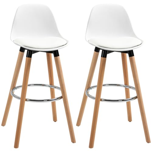 AONEGOLD 2er-Set Barhocker Küchenhocker Barstuhl mit Fußstützen Kunstleder Weiß 38,5 x 42,5 x 91 cm für Esszimmer Küche AONEGOLD 2er-Set Barhocker Küchenhocker Barstuhl mit Fußstützen Kunstleder Weiß 38,5 x 42,5 x 91 cm für Esszimmer Küche von AONEGOLD