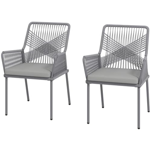 AONEGOLD 2er Set Gartenstuhl Rattan Gartenmöbel mit Armlehne Rückenlehne abnehmbar Sitzkissen wetterfest Outdoor Essstühle Gartenstühle Balkonstuhl Rattanstuhl für Garten Balkon Terrasse Dunkelgrau AONEGOLD 2er Set Gartenstuhl Rattan Gartenmöbel mit Armlehne Rückenlehne abnehmbar Sitzkissen wetterfest Outdoor Essstühle Gartenstühle Balkonstuhl Rattanstuhl für Garten Balkon Terrasse Dunkelgrau von AONEGOLD