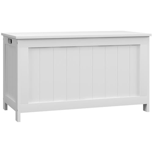 AONEGOLD Aufbewahrungsbox Truhe mit Griff und Deckel, 81 x 40 x 46 cm, Gerätebox für Wohnzimmer und Schlafzimmer in Weiß von AONEGOLD