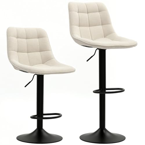 AONEGOLD Barhocker 2er-Set, Gepolstert Barstuhl mit Lehne, Stahlgestell, Chenille-Optik, Höhenverstellbare Küchenstühle mit Fußstütze 360° Drehbar Tresenhocker für Küche, Wohnzimmer Beige AONEGOLD Barhocker 2er-Set, Gepolstert Barstuhl mit Lehne, Stahlgestell, Chenille-Optik, Höhenverstellbare Küchenstühle mit Fußstütze 360° Drehbar Tresenhocker für Küche, Wohnzimmer Beige von AONEGOLD