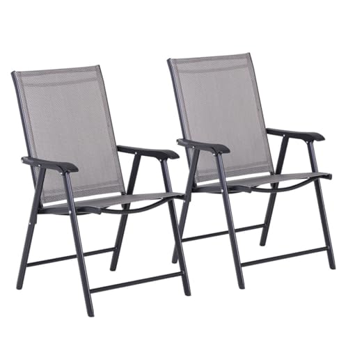 AONEGOLD Campingstühle 2er Set Klappstuhl Armlehne Angelstuhl Metall Grau 58x64x94cm AONEGOLD Campingstühle 2er Set Klappstuhl Armlehne Angelstuhl Metall Grau 58x64x94cm von AONEGOLD