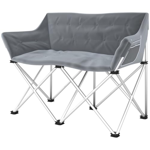 AONEGOLD Faltstuhl 2 Sitzer faltbar Campingstuhl mit Armlehnen Seitentasche Outdoor Klappstuhl bis 240kg belastbar leicht gepolstert Angelstuhl Gartenstuhl für Garten Camping Strand von AONEGOLD