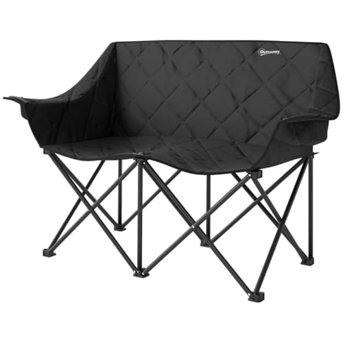 AONEGOLD Faltstuhl faltbar 2 Sitzer Campingstuhl mit Kühltaschen Tragetasche Outdoor Klappstuhl bis 250kg belastbar robust leicht gepolstert Angelstuhl Gartenstuhl für Garten Camping Strand von AONEGOLD