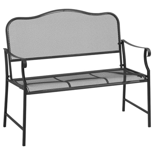 AONEGOLD Gartenbank Metall wetterfest 2-Sitzer bis 220 kg belastbar Parkbank mit Rückenlehne 113 cm x 58 cm x 98 cm schwarz von AONEGOLD